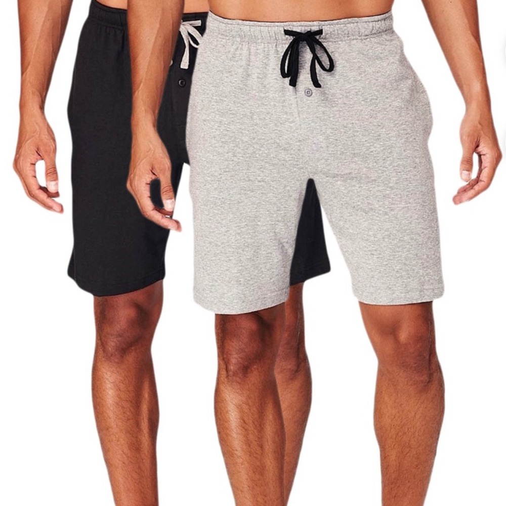 Hanes Big Men's Knit Shorts Pajama Shorts 2 Pack Blue Gray Heather S 28/30